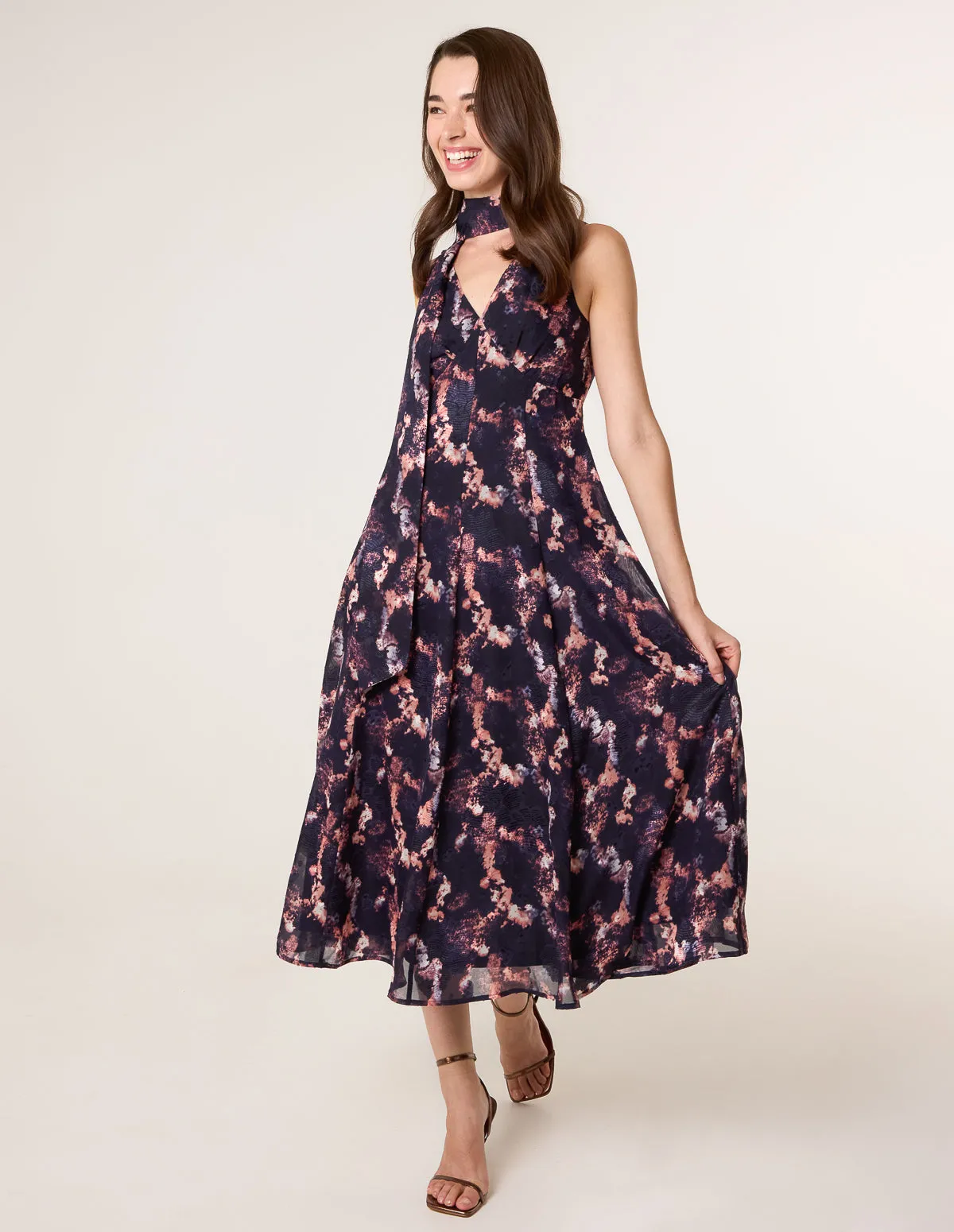 Luxe Tie V Neck Sleeveless Dress sold by Blue Vanilla