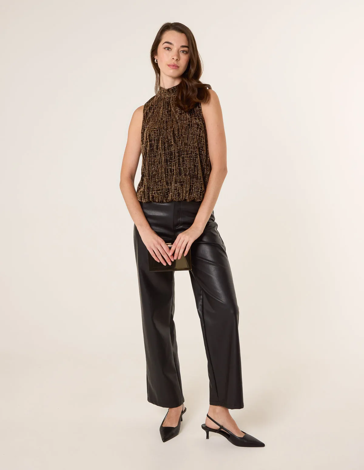 High Neck Lurex Puffball Sleeveless Blouse sold by Blue Vanilla product image thumbnail 2