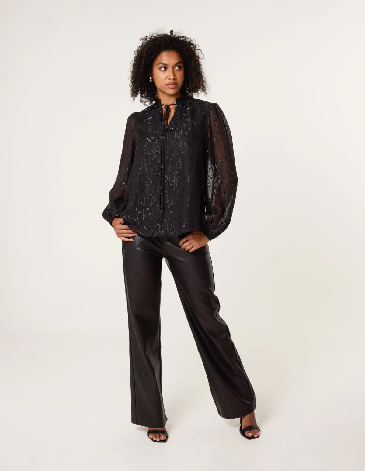 Jacquard Button And Tie Front Blouse sold by Blue Vanilla product image thumbnail 2