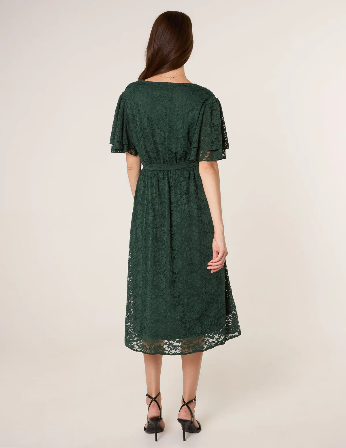 Double Angel Sleeve Lace Midi Dress sold by Blue Vanilla product image thumbnail 4