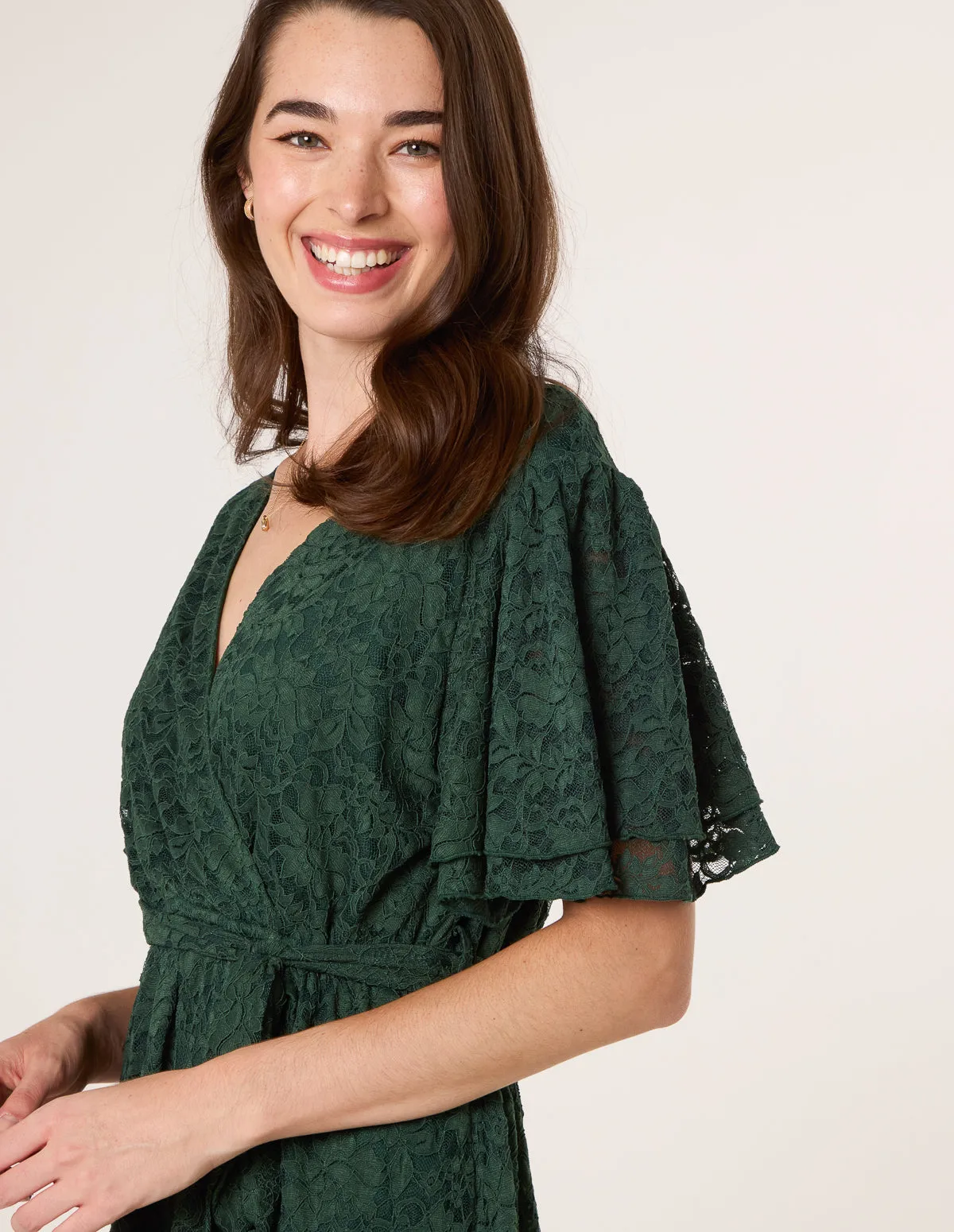 Double Angel Sleeve Lace Midi Dress sold by Blue Vanilla product image thumbnail 2