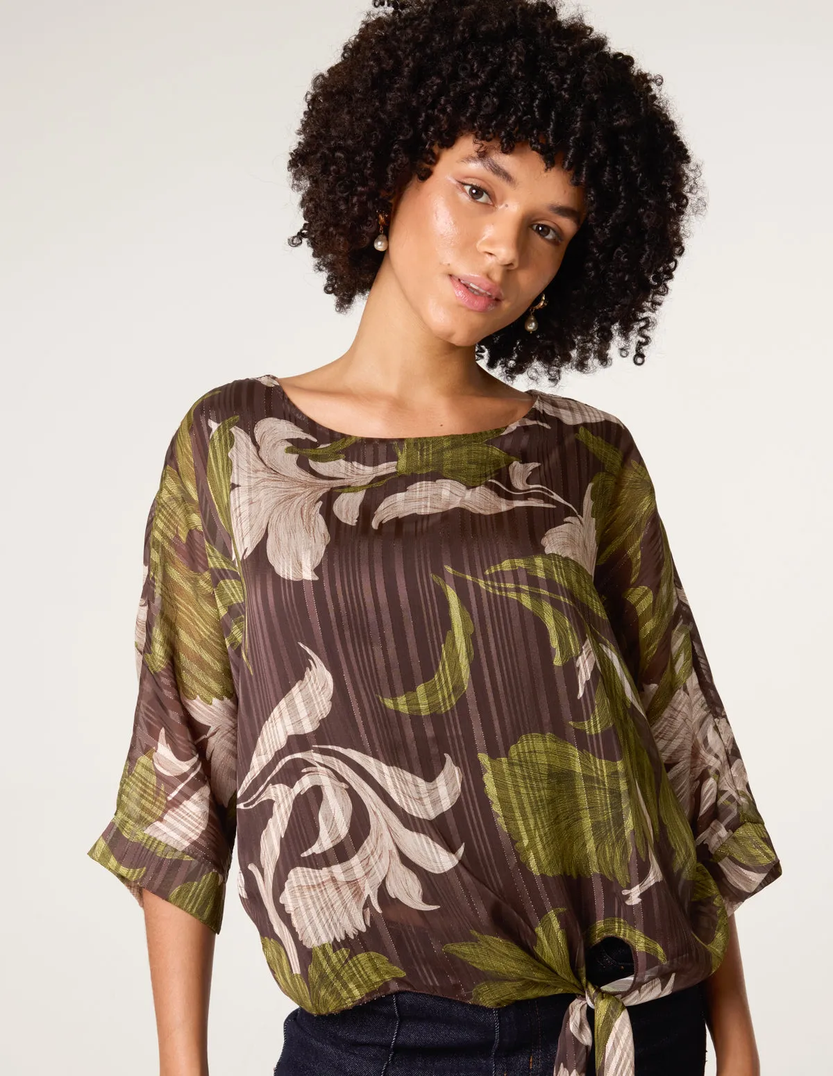 Tie Knit Metallic Chiffon Top sold by Blue Vanilla product image thumbnail 2