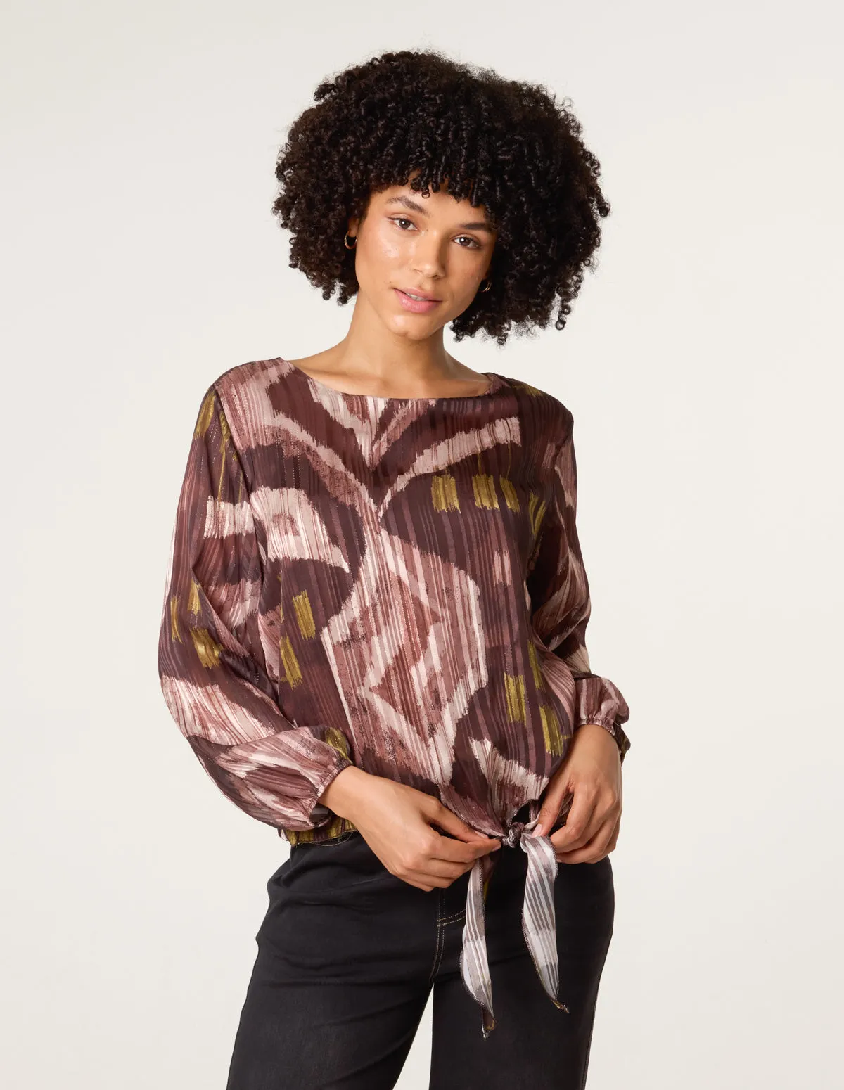 Tie Knot Metallic Chiffon Blouse sold by Blue Vanilla