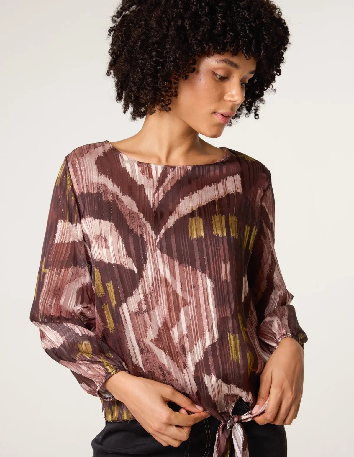 Tie Knot Metallic Chiffon Blouse sold by Blue Vanilla product image thumbnail 3