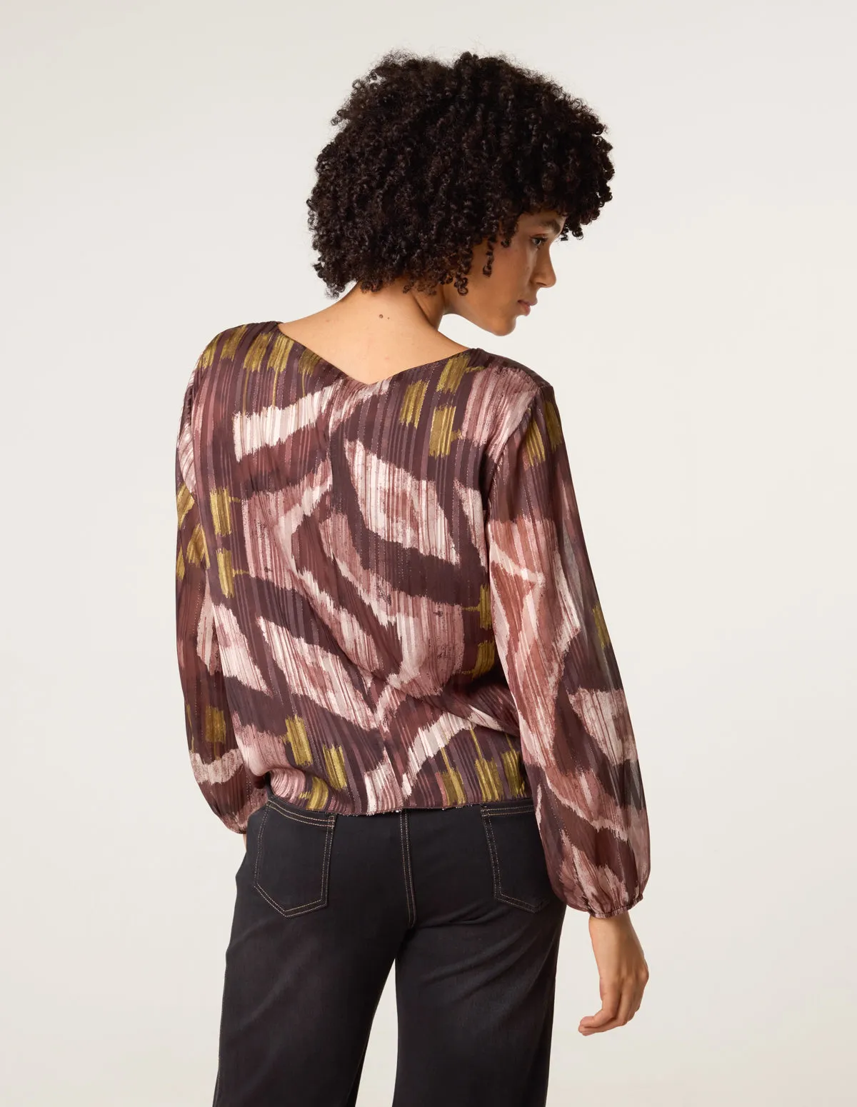 Tie Knot Metallic Chiffon Blouse sold by Blue Vanilla product image thumbnail 4