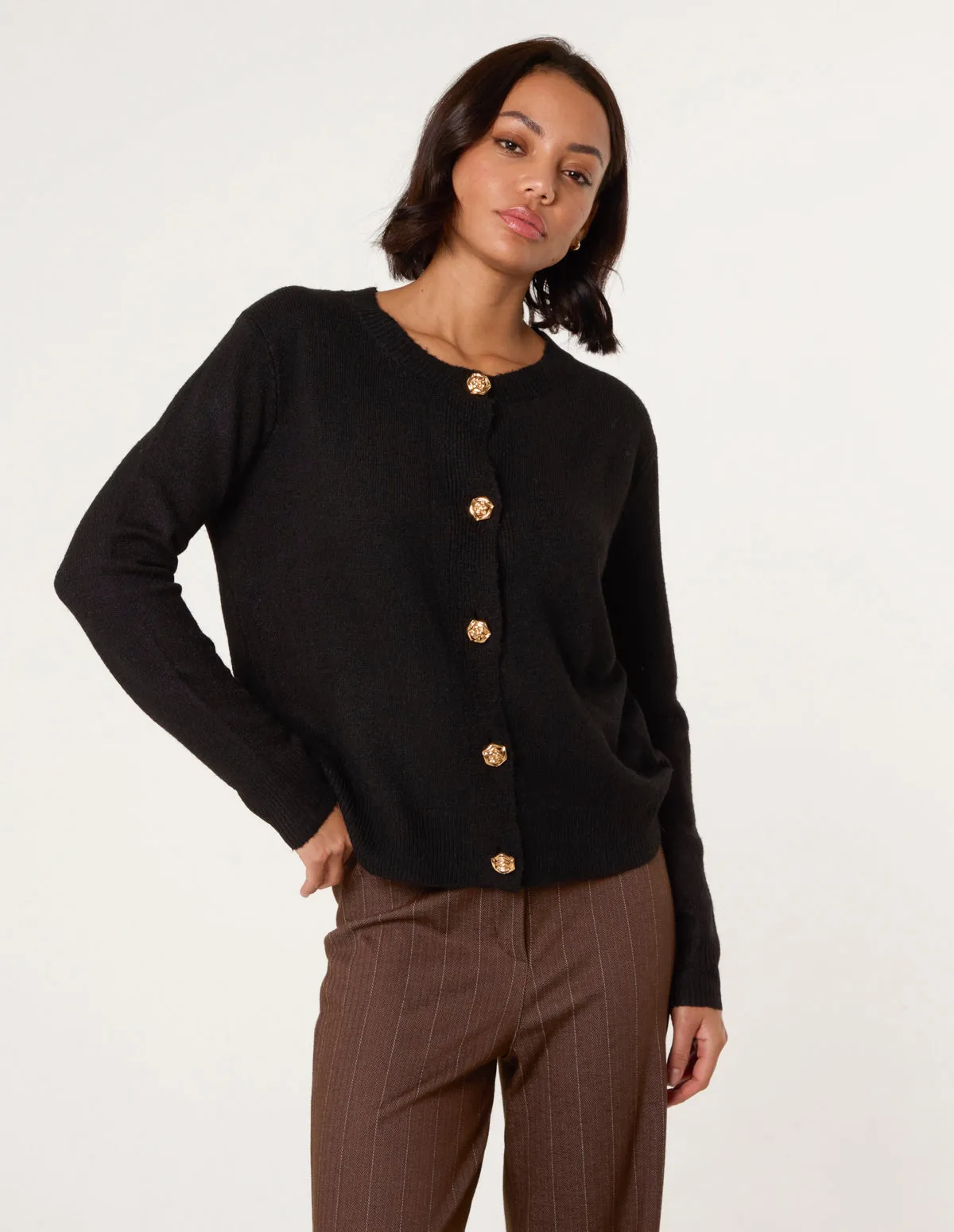 Gold Flower Buttons Cardigan sold by Blue Vanilla product image thumbnail 2