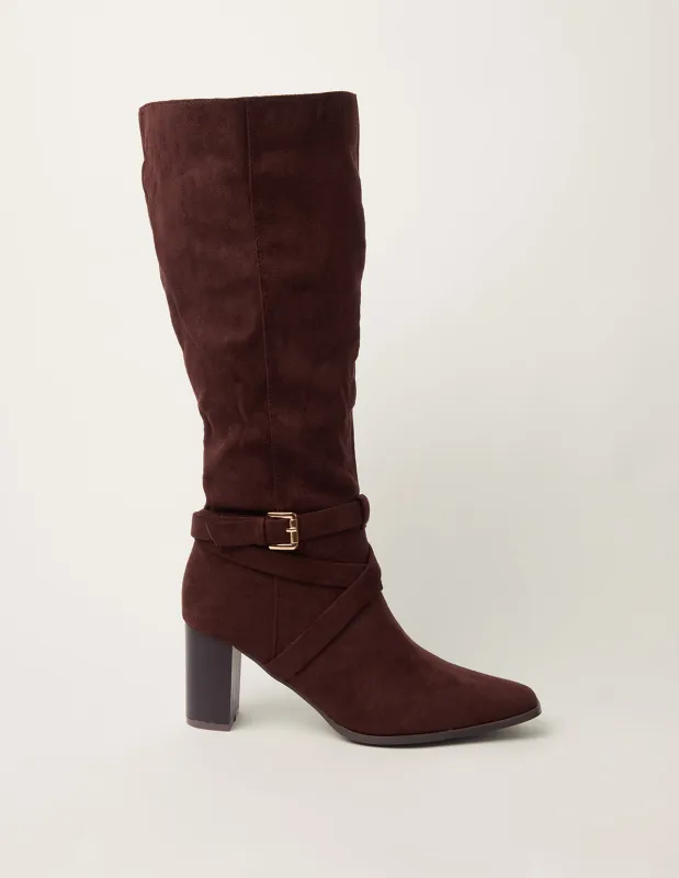 Buckle Detail Suedette Knee High Boot sold by Blue Vanilla