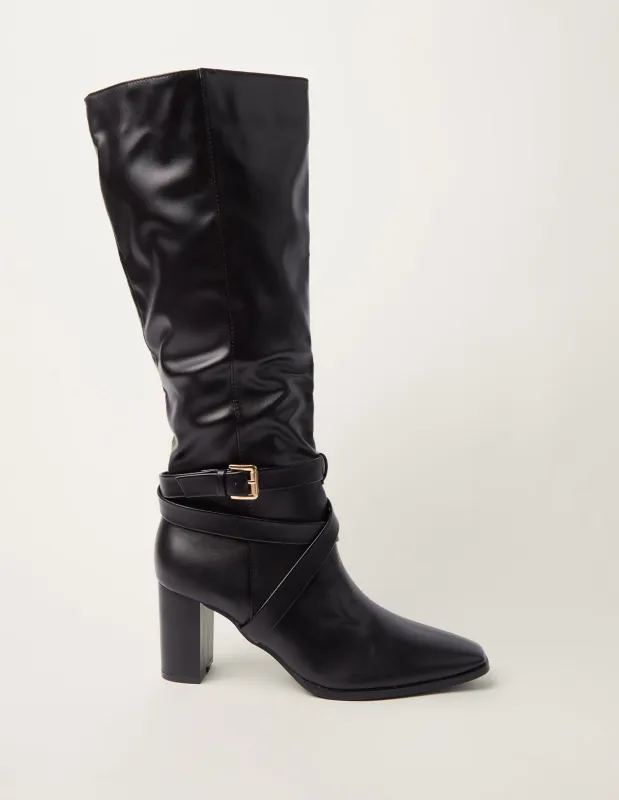 Buckle Detail Knee High Boots sold by Blue Vanilla