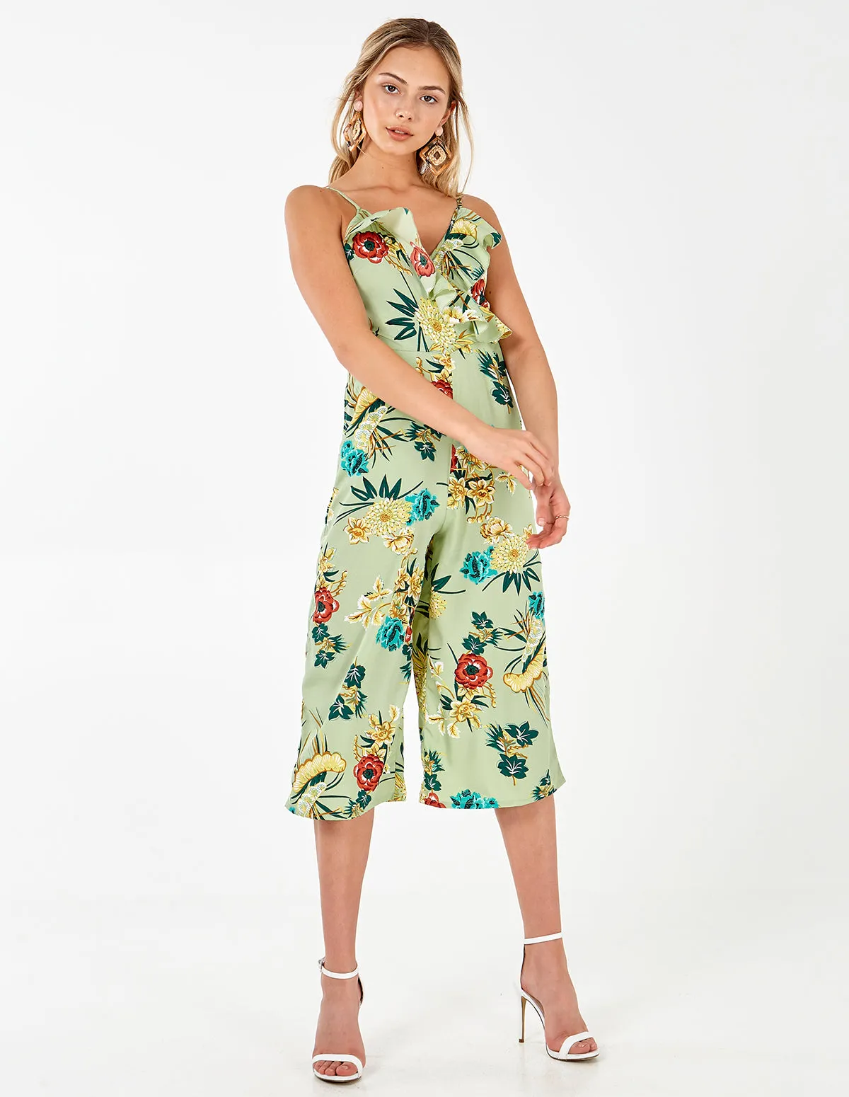 Green Wrap Frill Culotte Jumpsuit sold by Blue Vanilla product image thumbnail 2