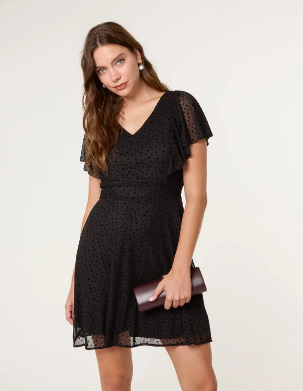 Flippy Sleeve Flared Mini Dress made by Blue Vanilla