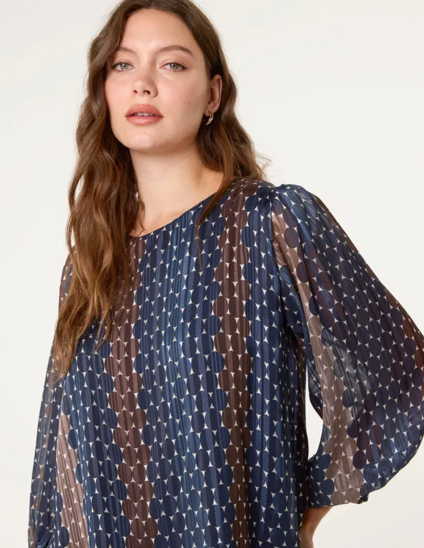 Crew Neck Metallic Chiffon Top sold by Blue Vanilla