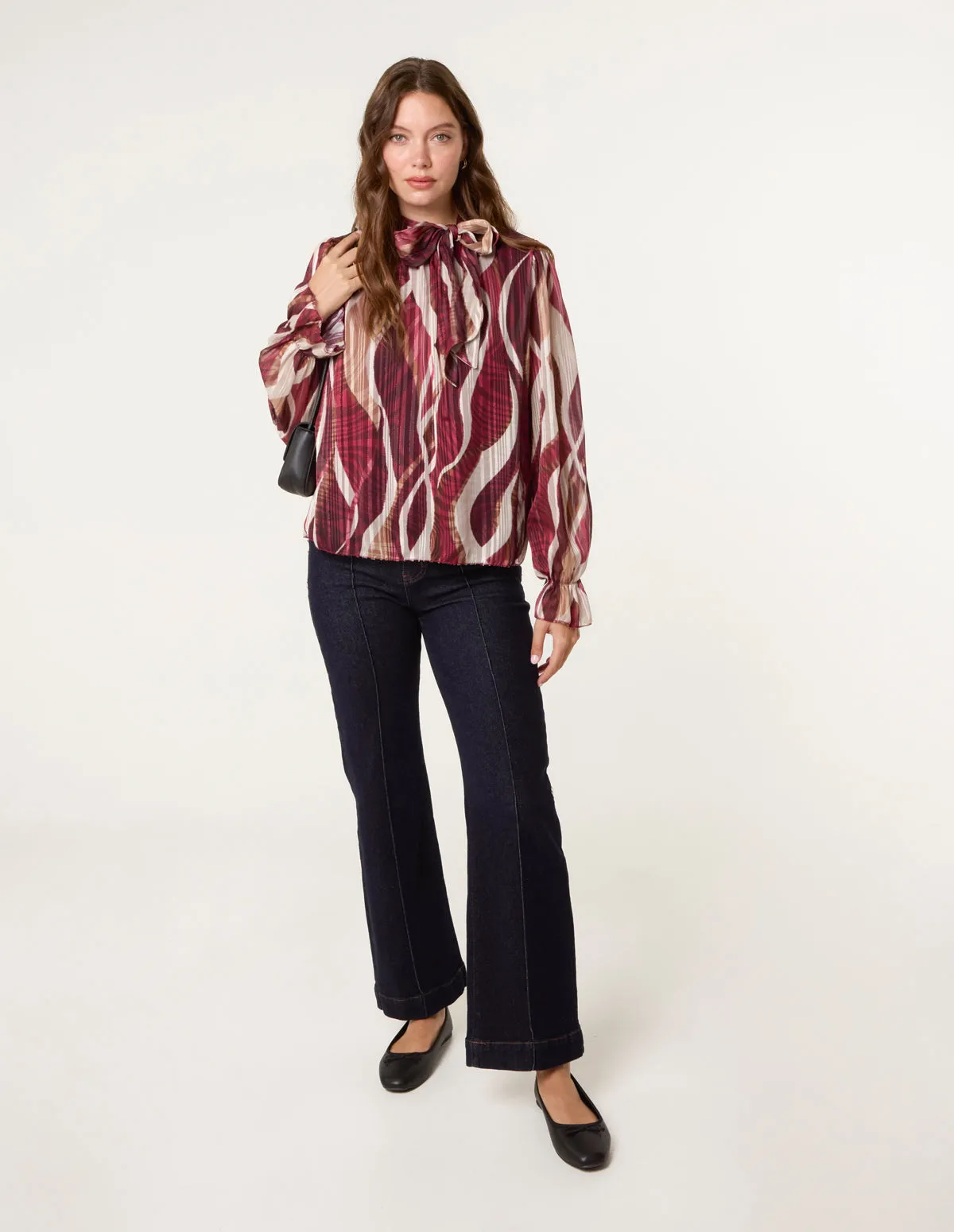 Geometric Print Pussybow Metallic Top sold by Blue Vanilla product image thumbnail 2