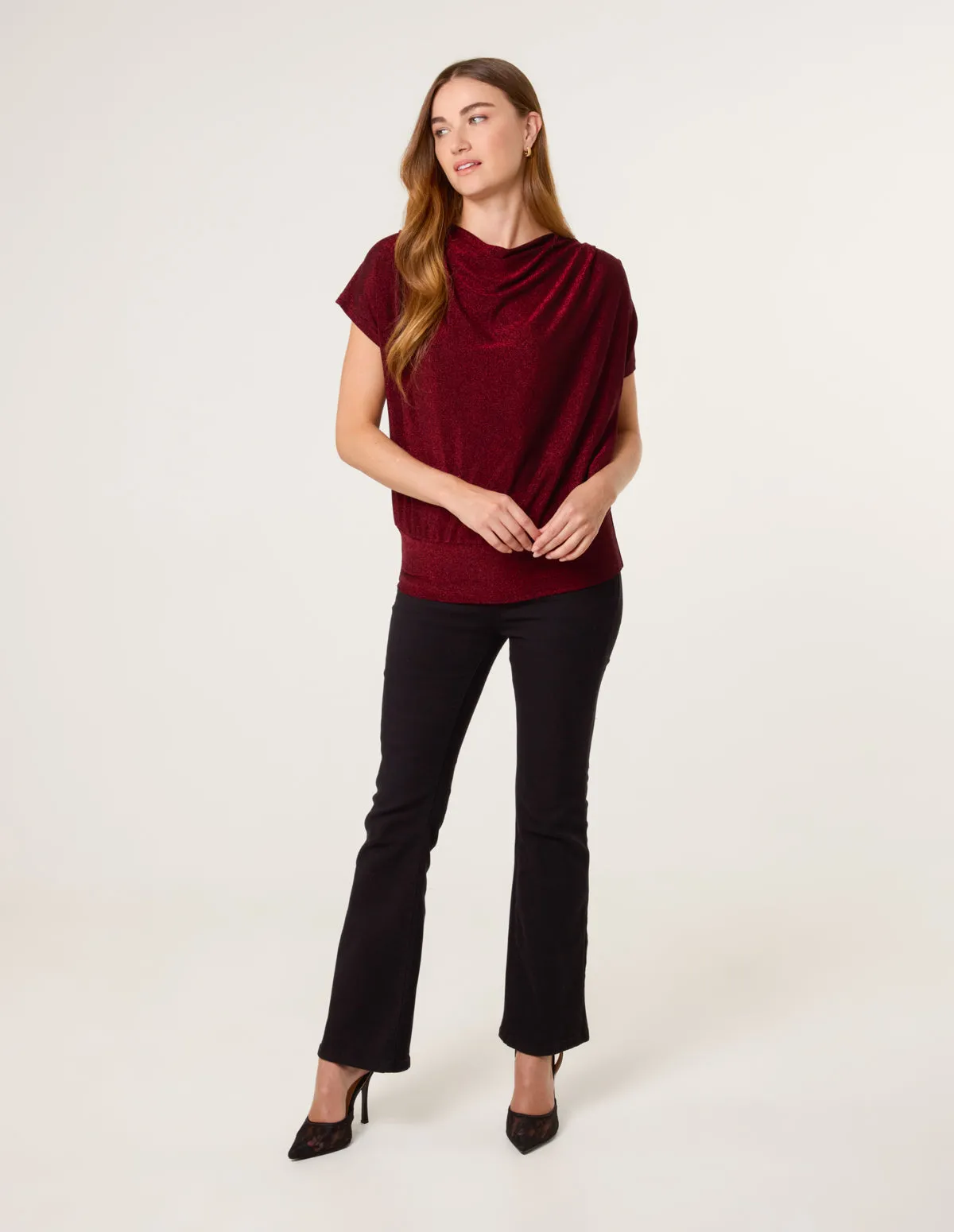 Lurex Cowl Neck Draped Top sold by Blue Vanilla product image thumbnail 2
