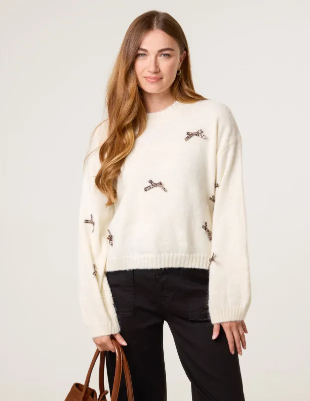 Leopard Print Bow Jumper made by Blue Vanilla