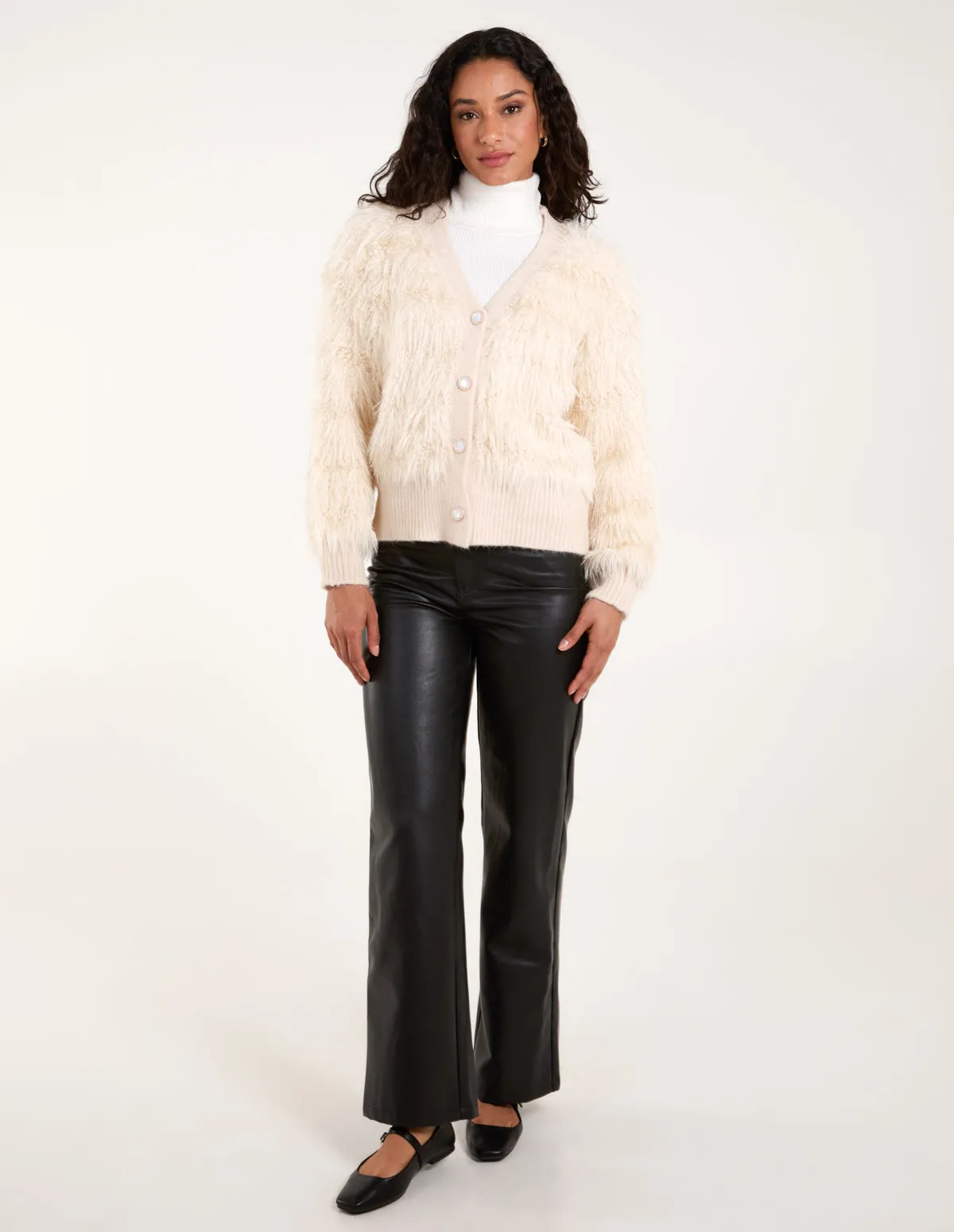 Fluffy Pearl Button Cardigan sold by Blue Vanilla product image thumbnail 3