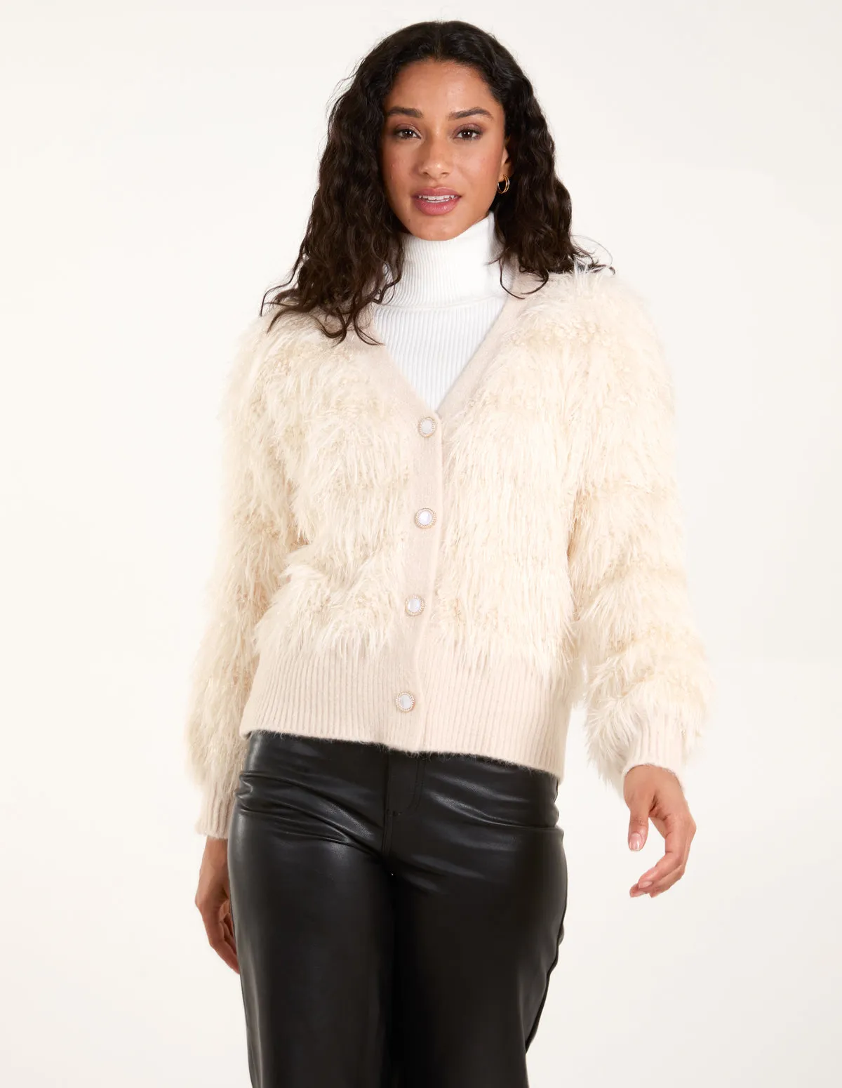 Fluffy Pearl Button Cardigan sold by Blue Vanilla product image thumbnail 2