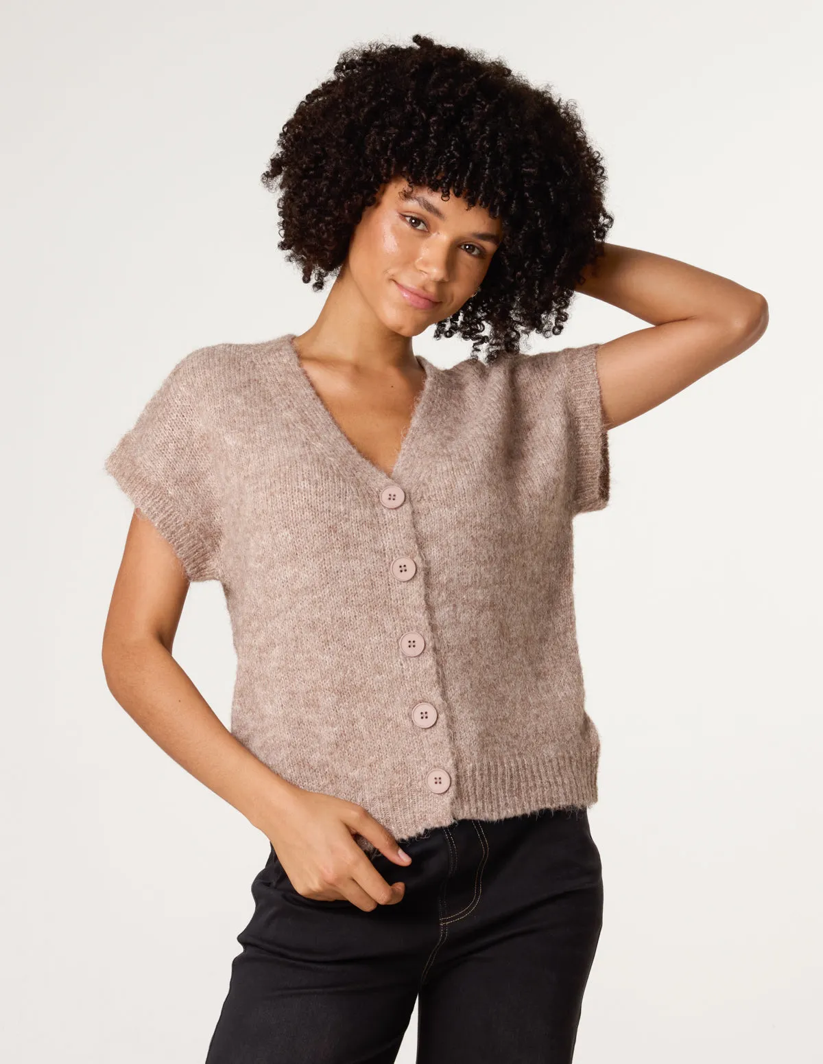 Button Front Knitted Short Sleeved Cardigan sold by Blue Vanilla