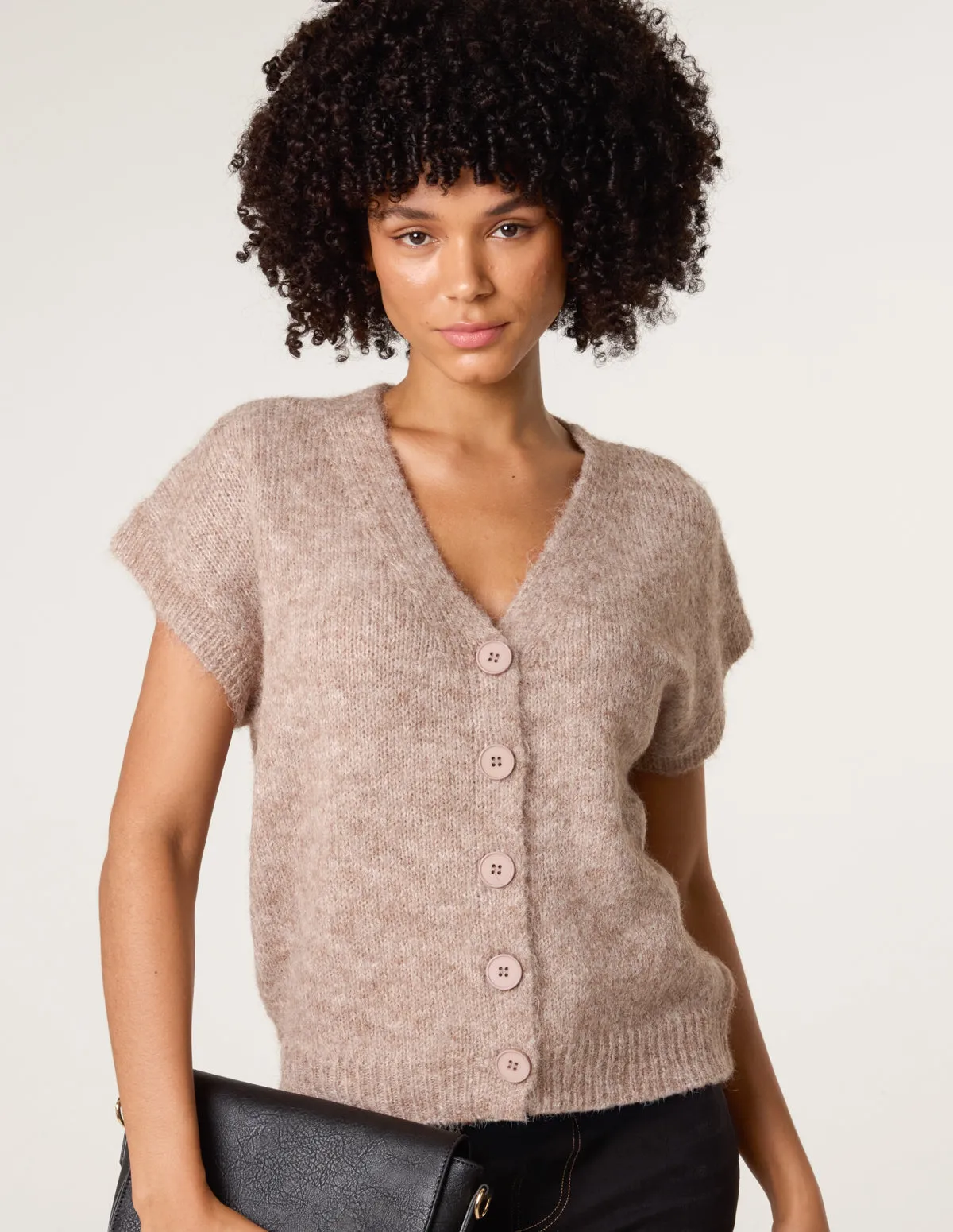Button Front Knitted Short Sleeved Cardigan sold by Blue Vanilla product image thumbnail 3