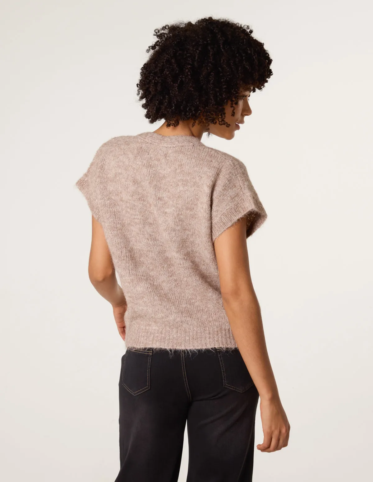 Button Front Knitted Short Sleeved Cardigan sold by Blue Vanilla product image thumbnail 4