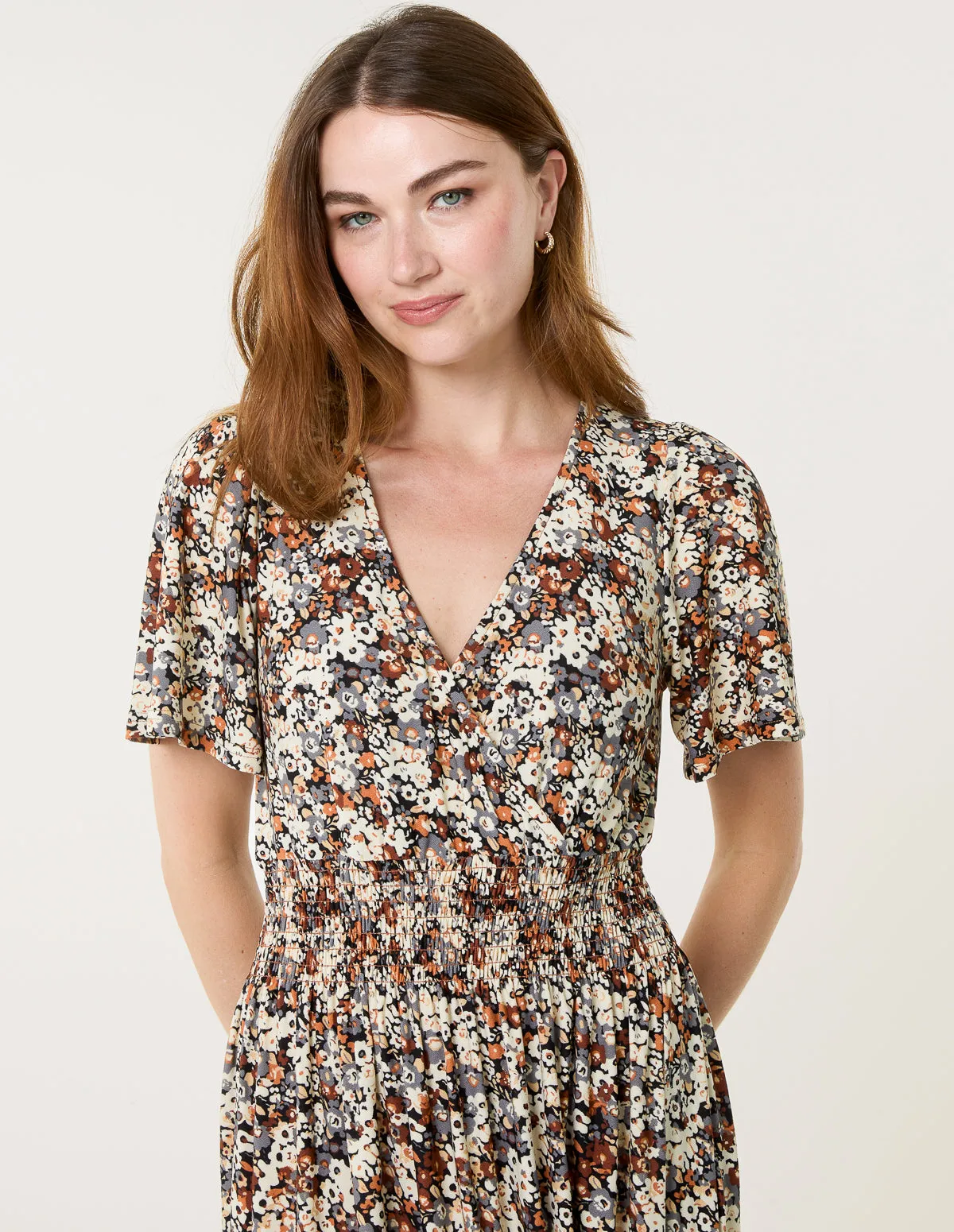 Ditsy Floral Wrap Front Shirred Waist Maxi Dress sold by Blue Vanilla product image thumbnail 3