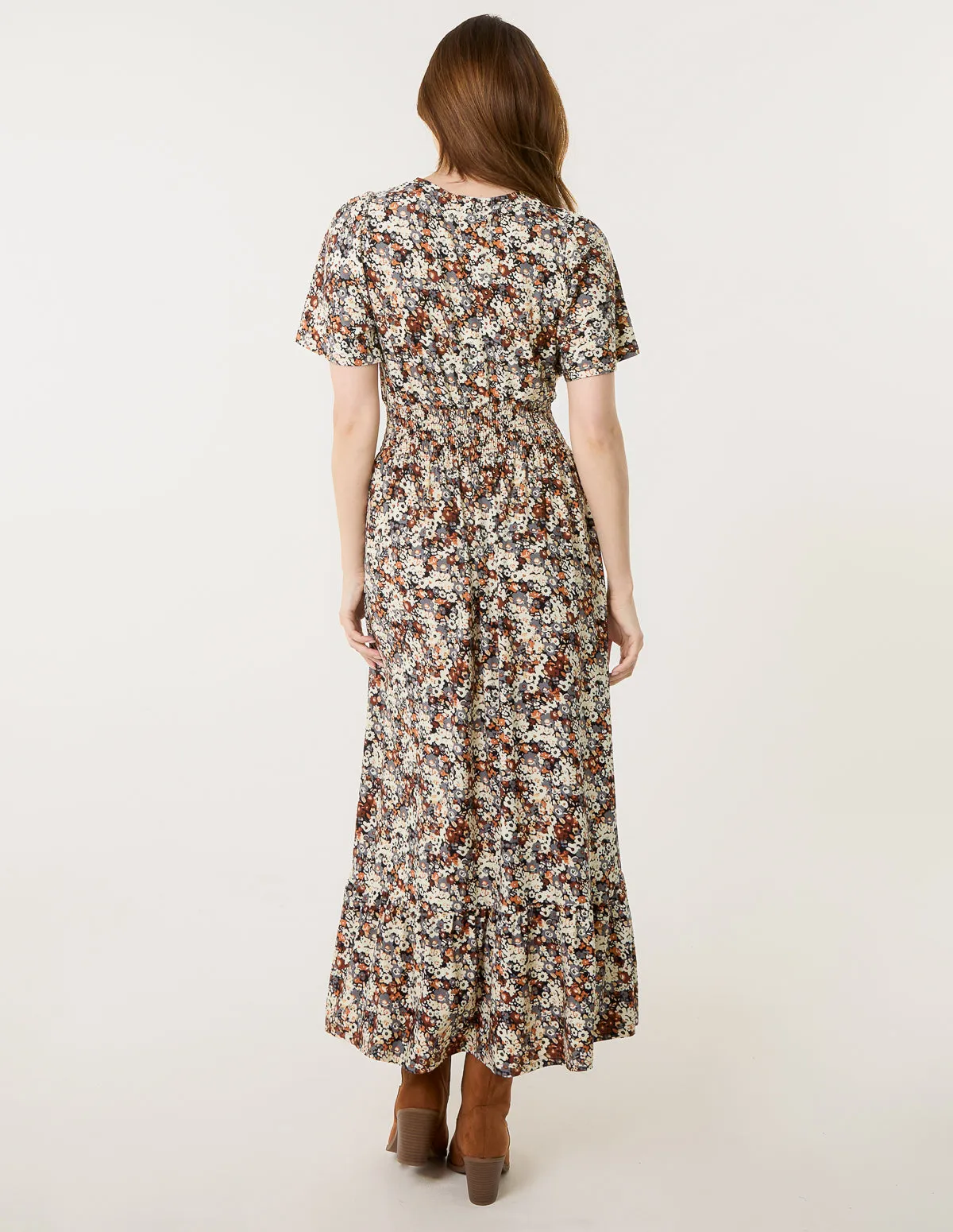 Ditsy Floral Wrap Front Shirred Waist Maxi Dress sold by Blue Vanilla product image thumbnail 4
