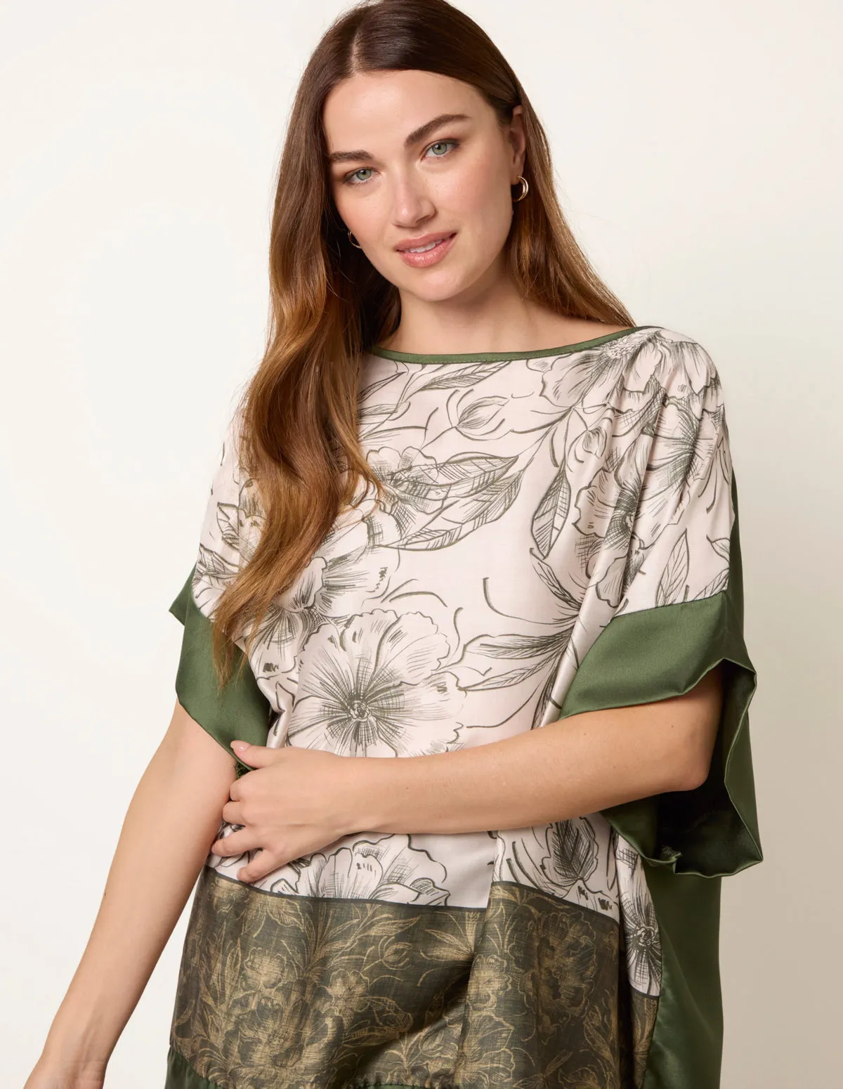 Satin Border Printed Top sold by Blue Vanilla