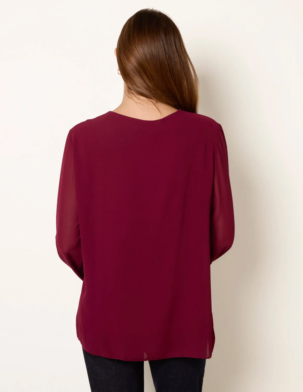 Rhinestone Pleated Chiffon Top sold by Blue Vanilla product image thumbnail 4