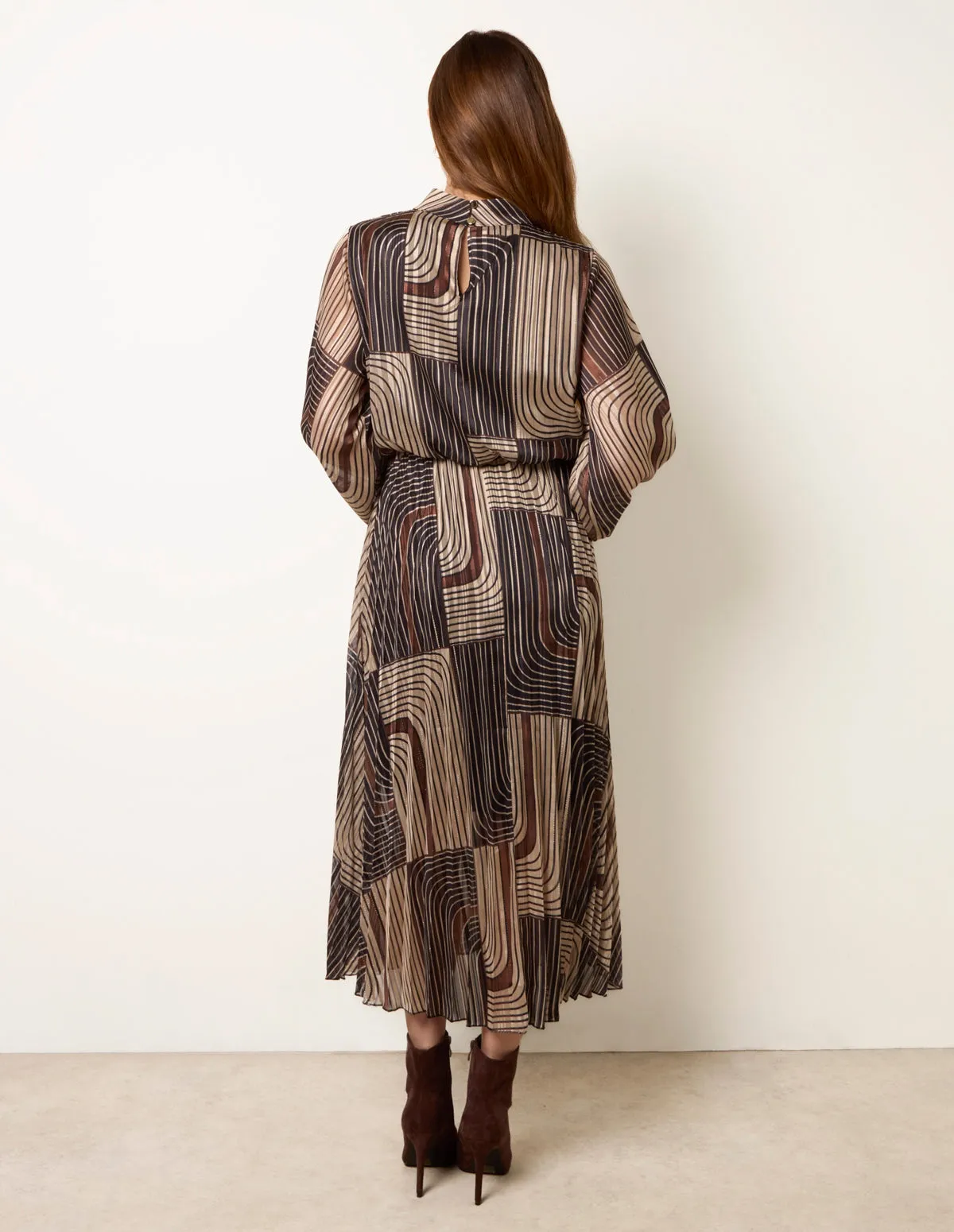 Geometric High Neck Pleated Dress sold by Blue Vanilla product image thumbnail 4