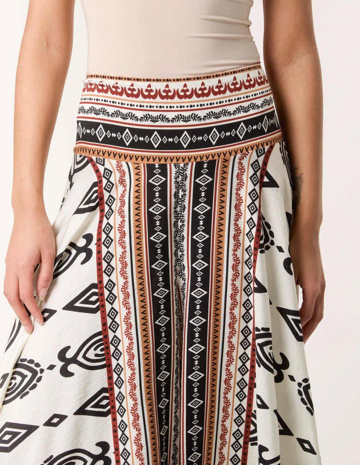 Flared Trousers With Geometric Print sold by Blue Vanilla product image thumbnail 3