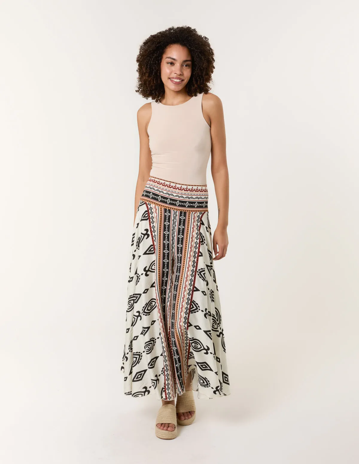 Flared Trousers With Geometric Print sold by Blue Vanilla product image thumbnail 2