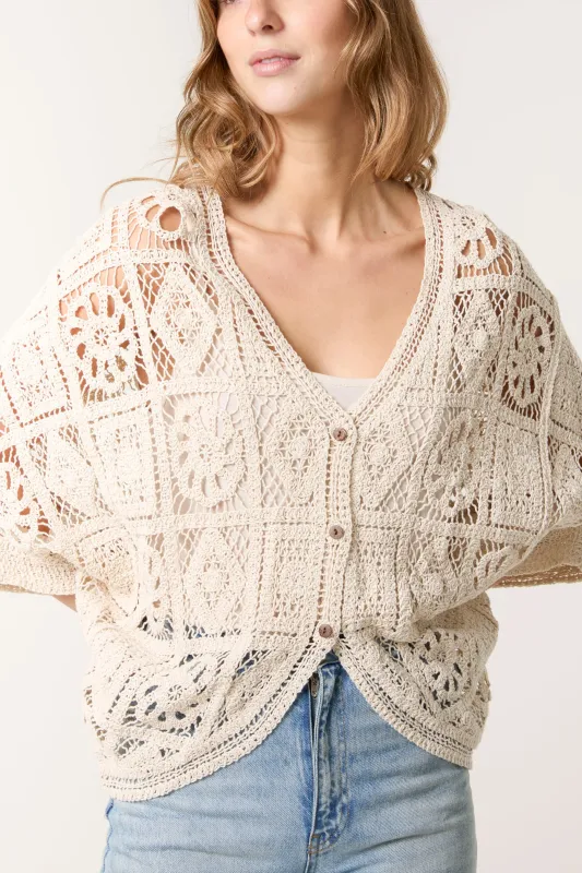 Crochet Loose Cardigan sold by Blue Vanilla