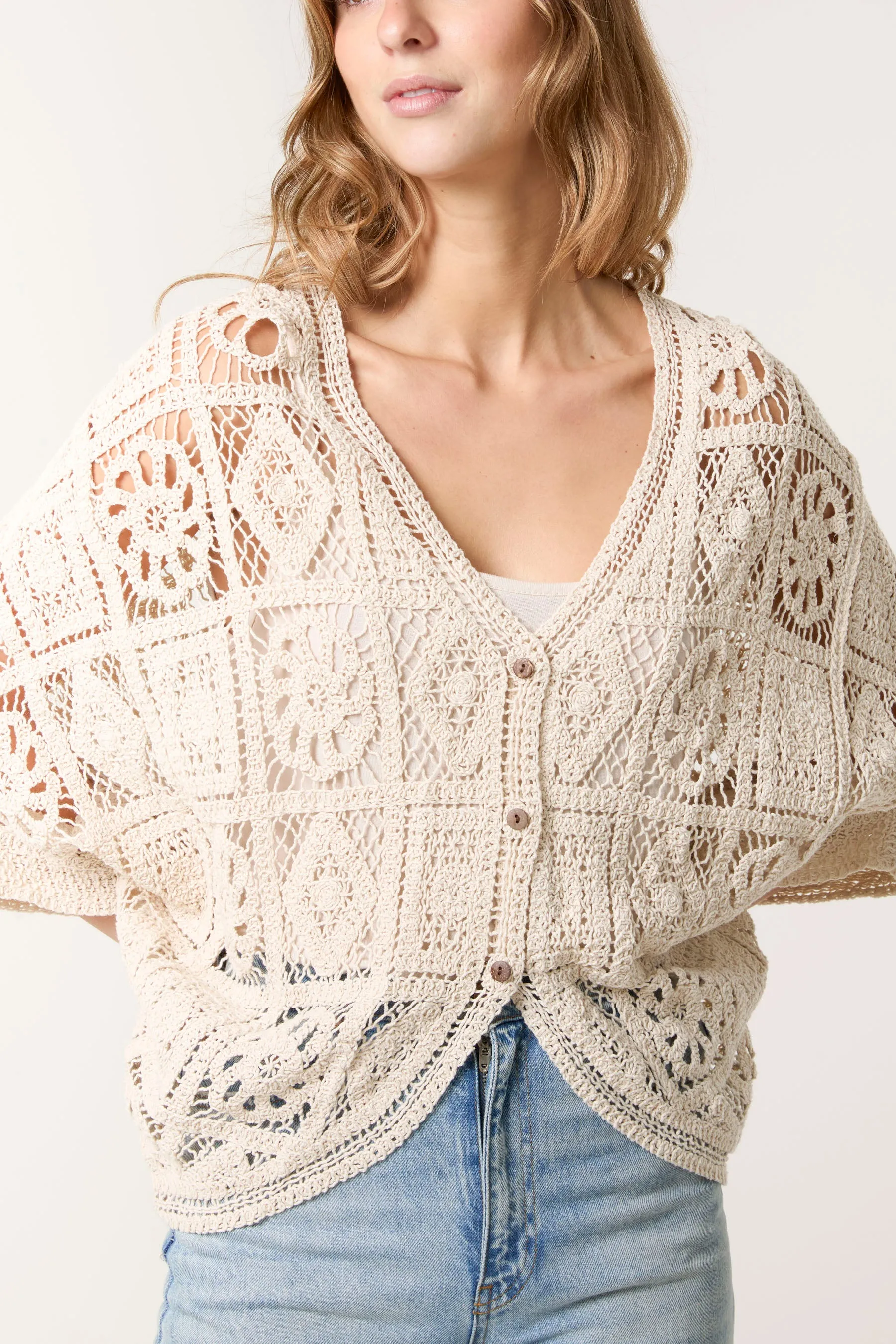 Crochet Loose Cardigan sold by Blue Vanilla