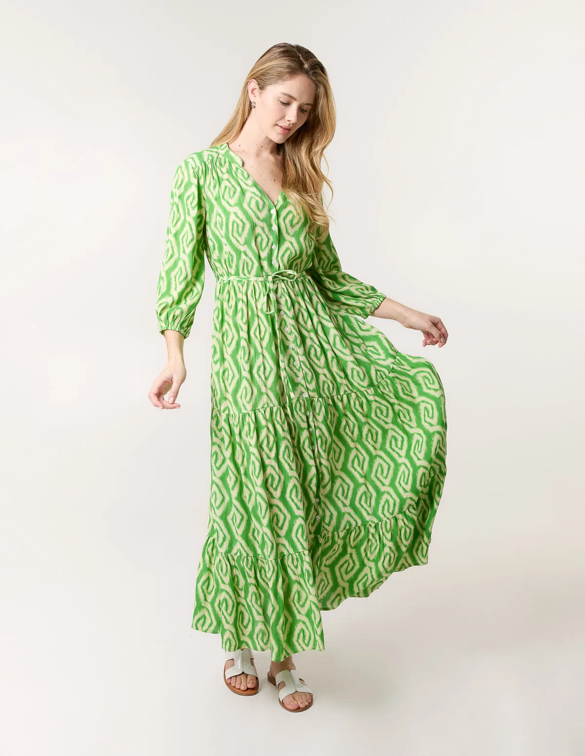 Abstract Button Front Belted Dress sold by Blue Vanilla product image thumbnail 3