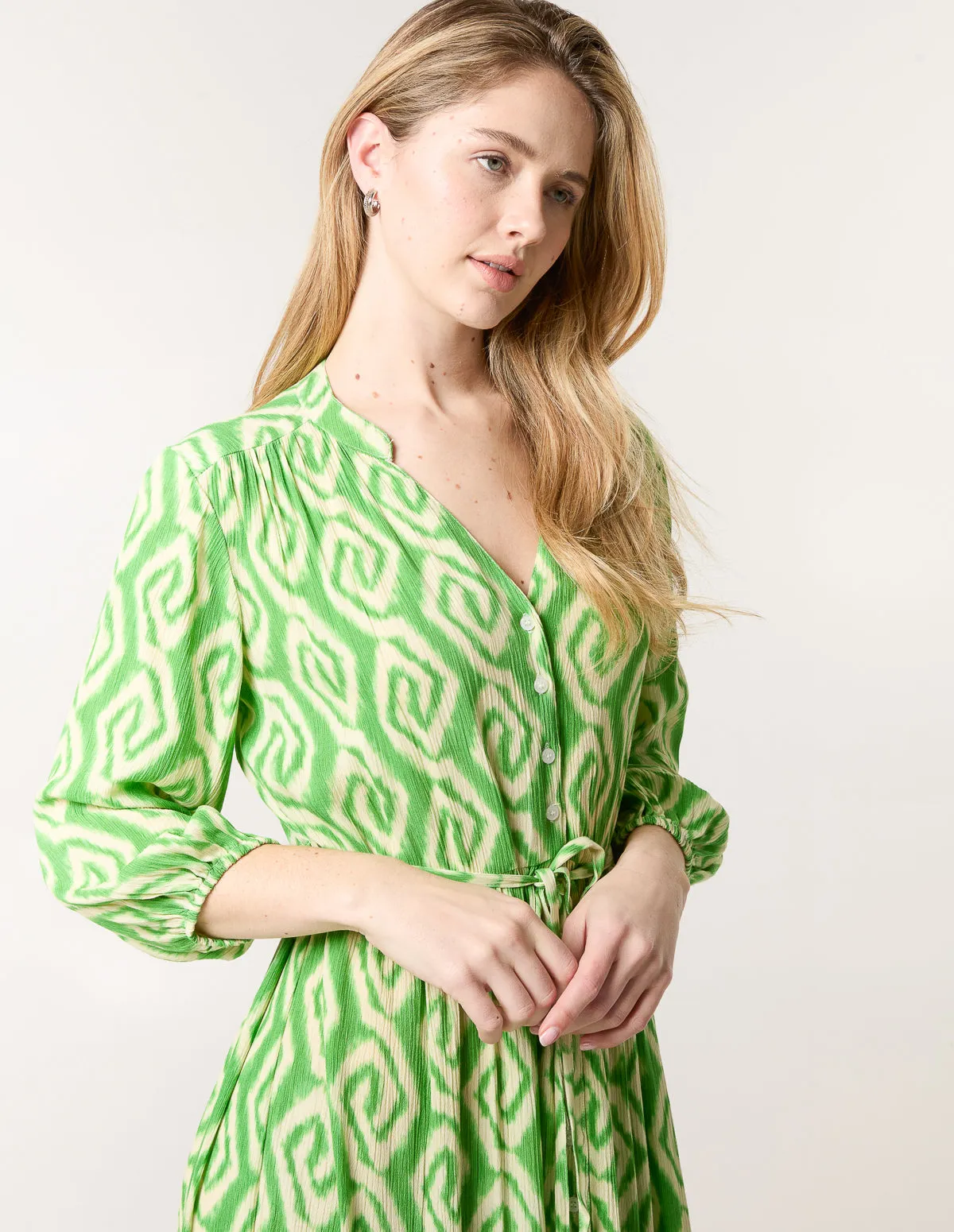 Abstract Button Front Belted Dress sold by Blue Vanilla product image thumbnail 2