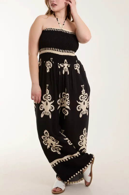 Strapless Bardot Elasticated Jumpsuit With Pocket sold by Blue Vanilla