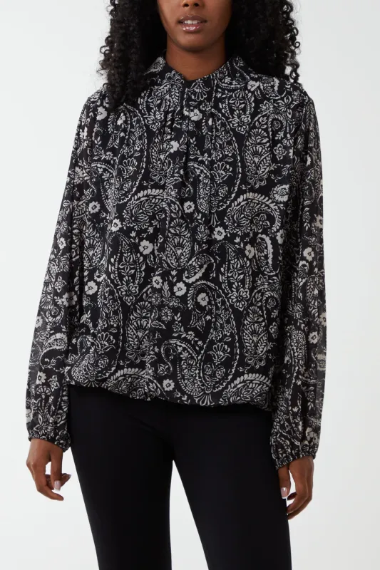 Paisley Print High Neck Top sold by Blue Vanilla