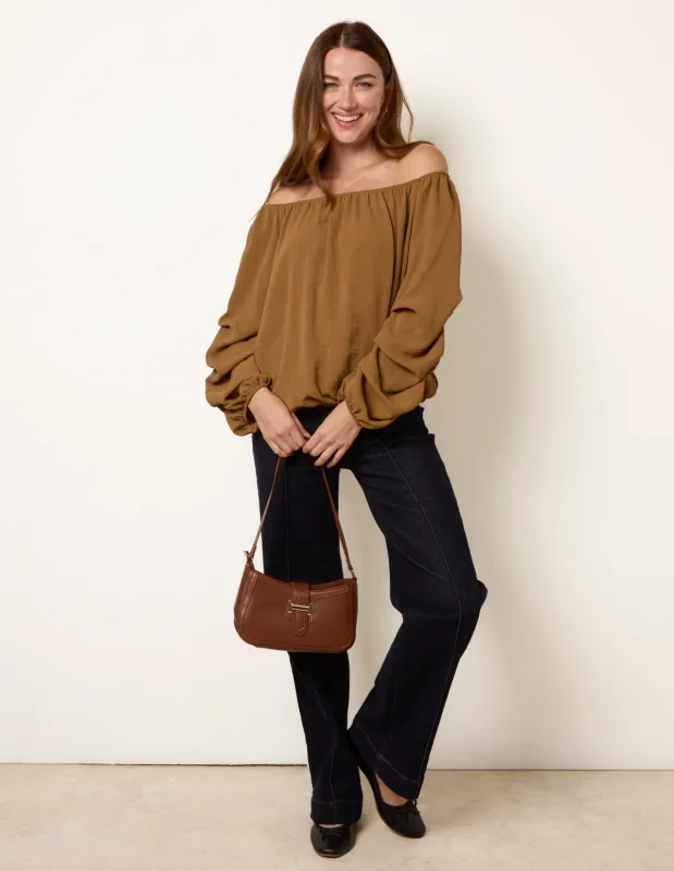 Bardot Elasticated Rouched Sleeve Top sold by Blue Vanilla
