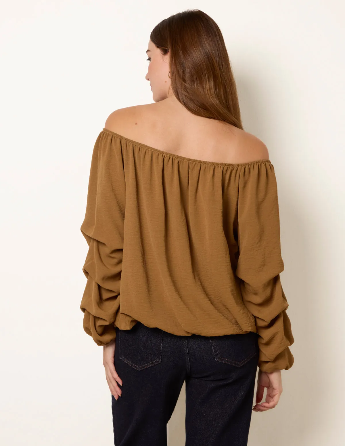 Bardot Elasticated Rouched Sleeve Top sold by Blue Vanilla product image thumbnail 4