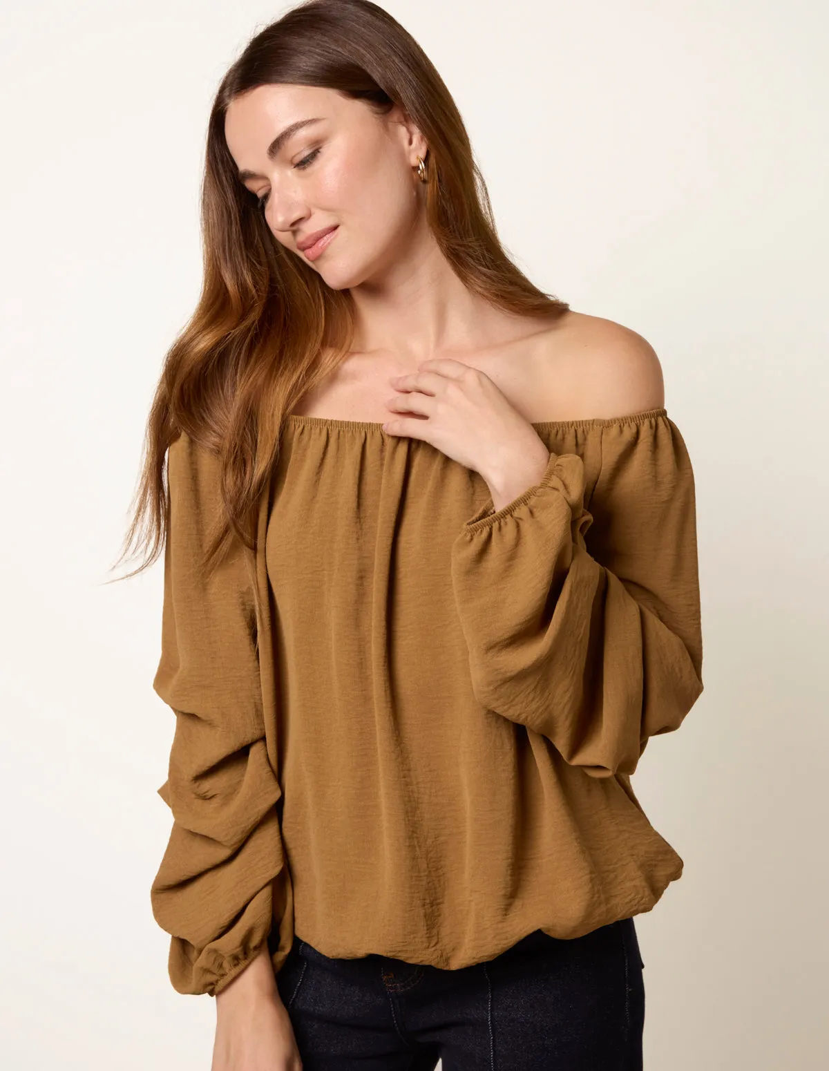 Bardot Elasticated Rouched Sleeve Top sold by Blue Vanilla product image thumbnail 3