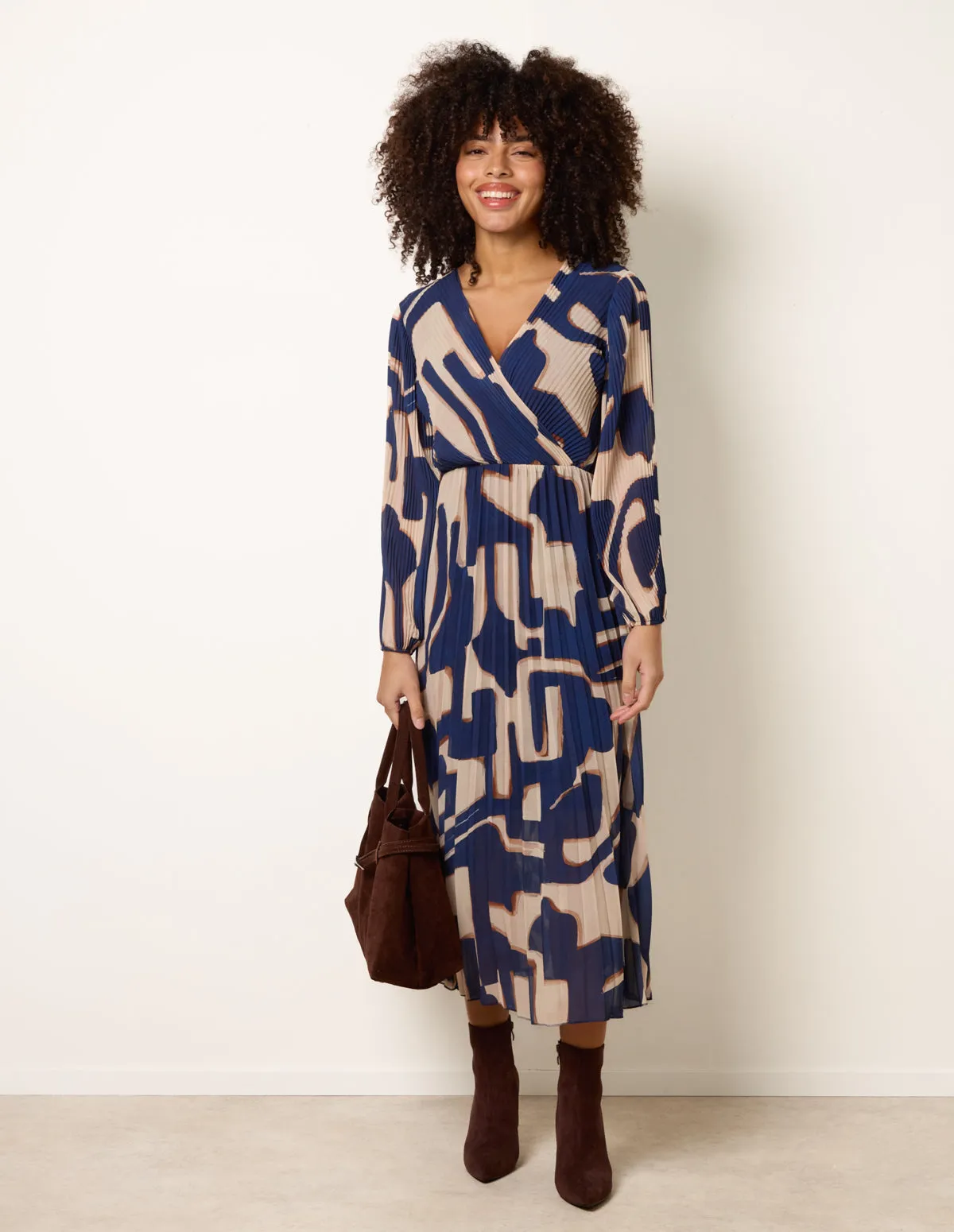 Wrap Front Pleated Maxi Dress sold by Blue Vanilla