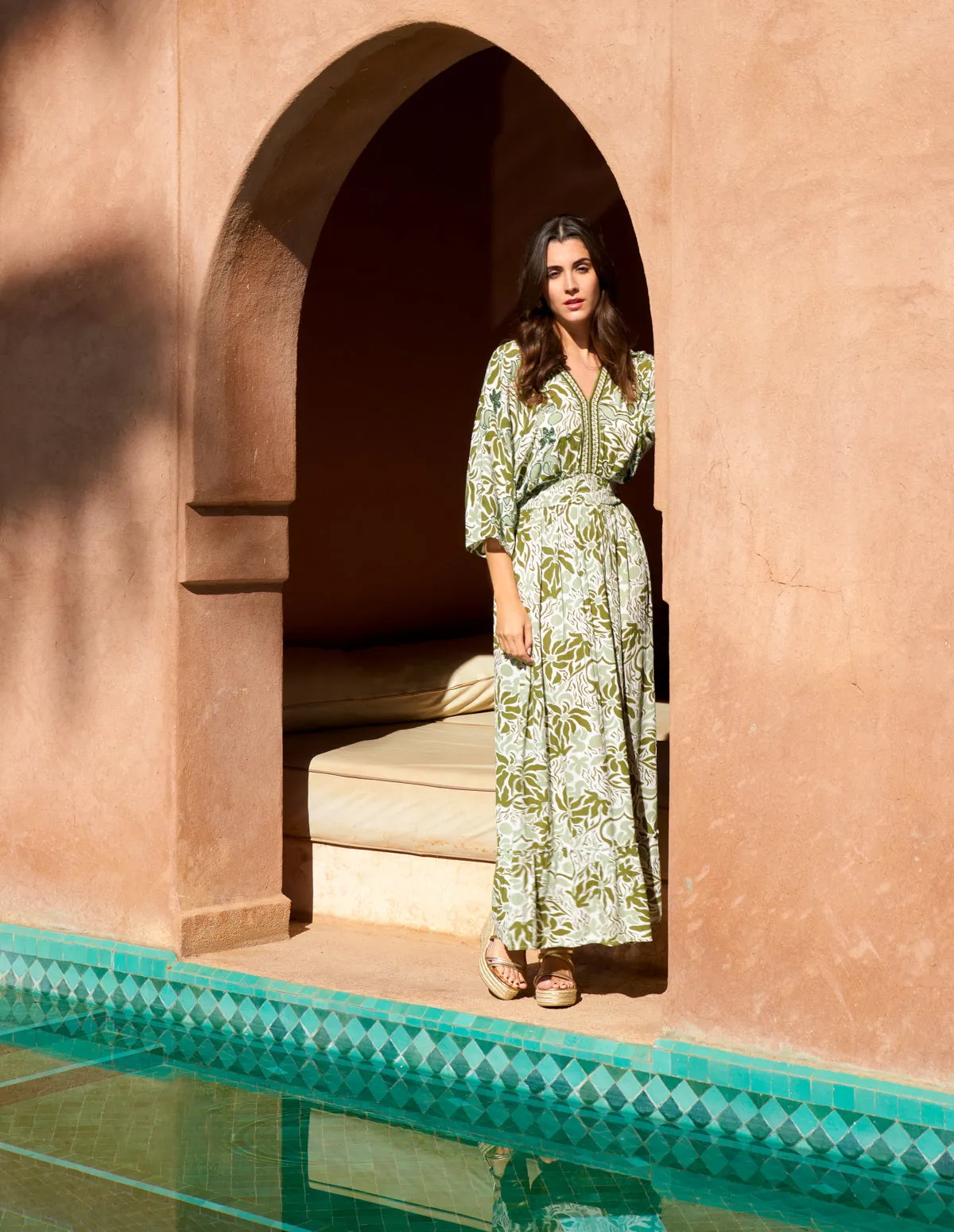 Embellished V Front & Back Maxi Dress sold by Blue Vanilla