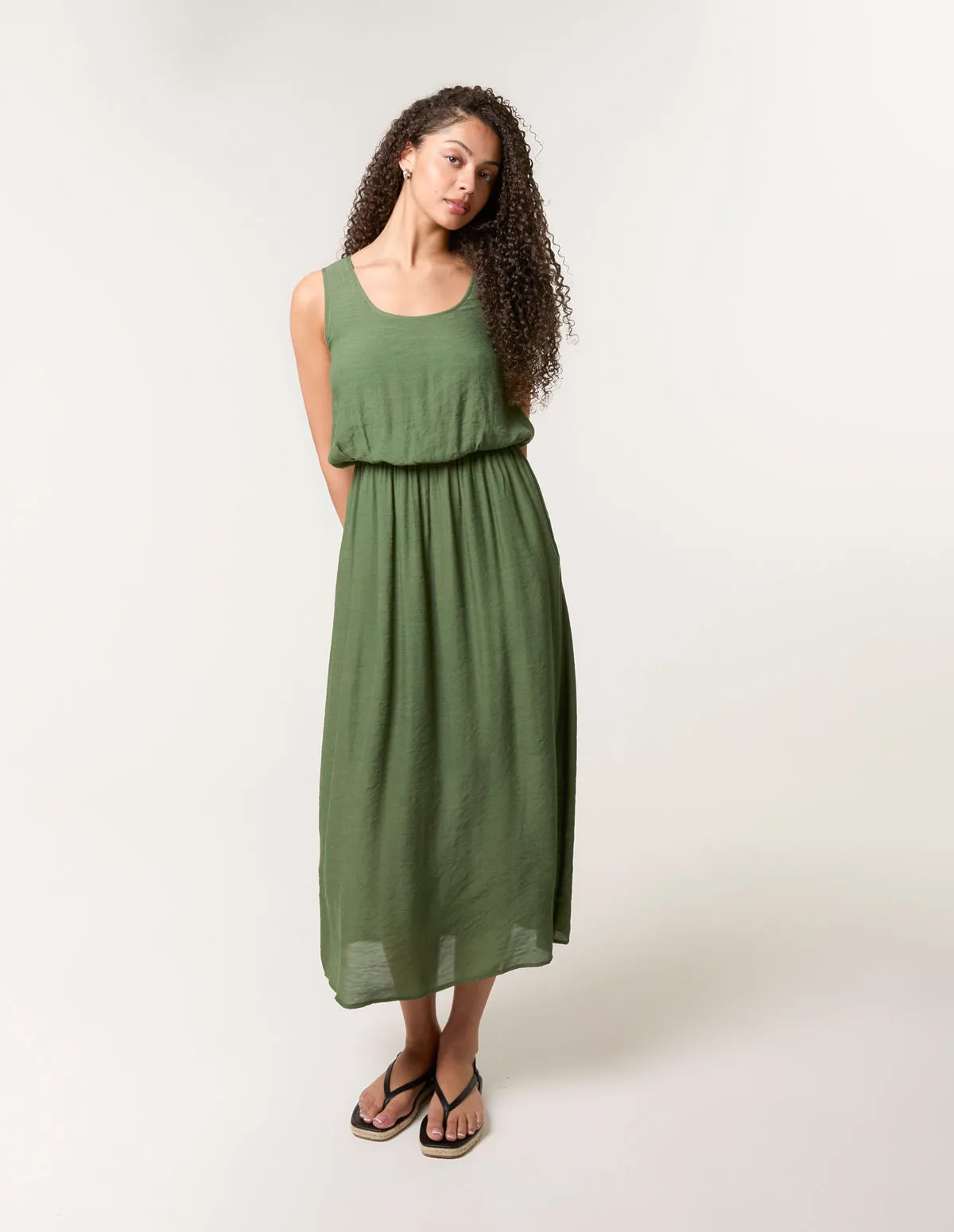 Plain Puff Ball Midi Dress sold by Blue Vanilla