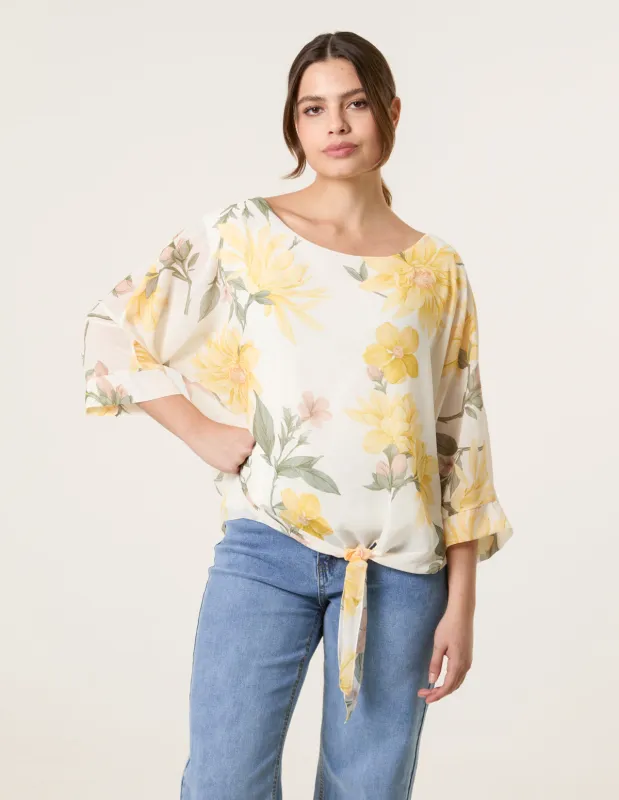 Floral Chiffon Batwing Blouse sold by Blue Vanilla