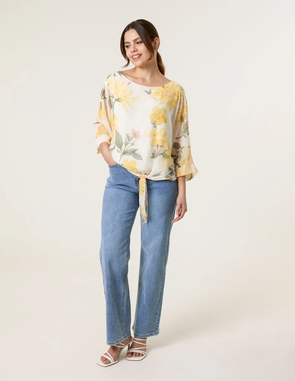 Floral Chiffon Batwing Blouse sold by Blue Vanilla product image thumbnail 3