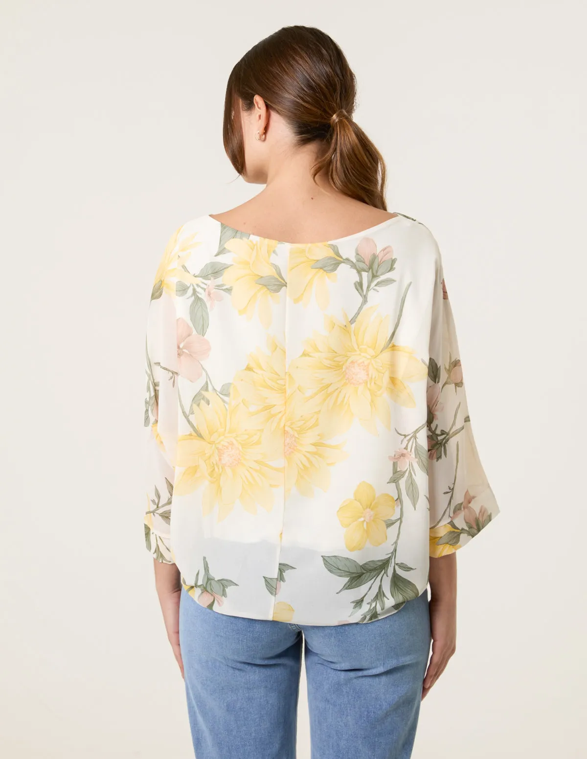 Floral Chiffon Batwing Blouse sold by Blue Vanilla product image thumbnail 4
