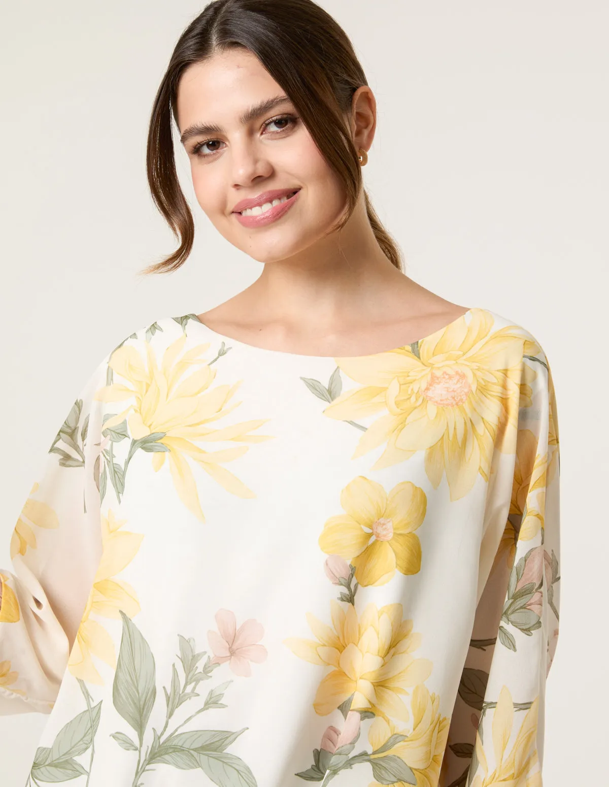 Floral Chiffon Batwing Blouse sold by Blue Vanilla product image thumbnail 2