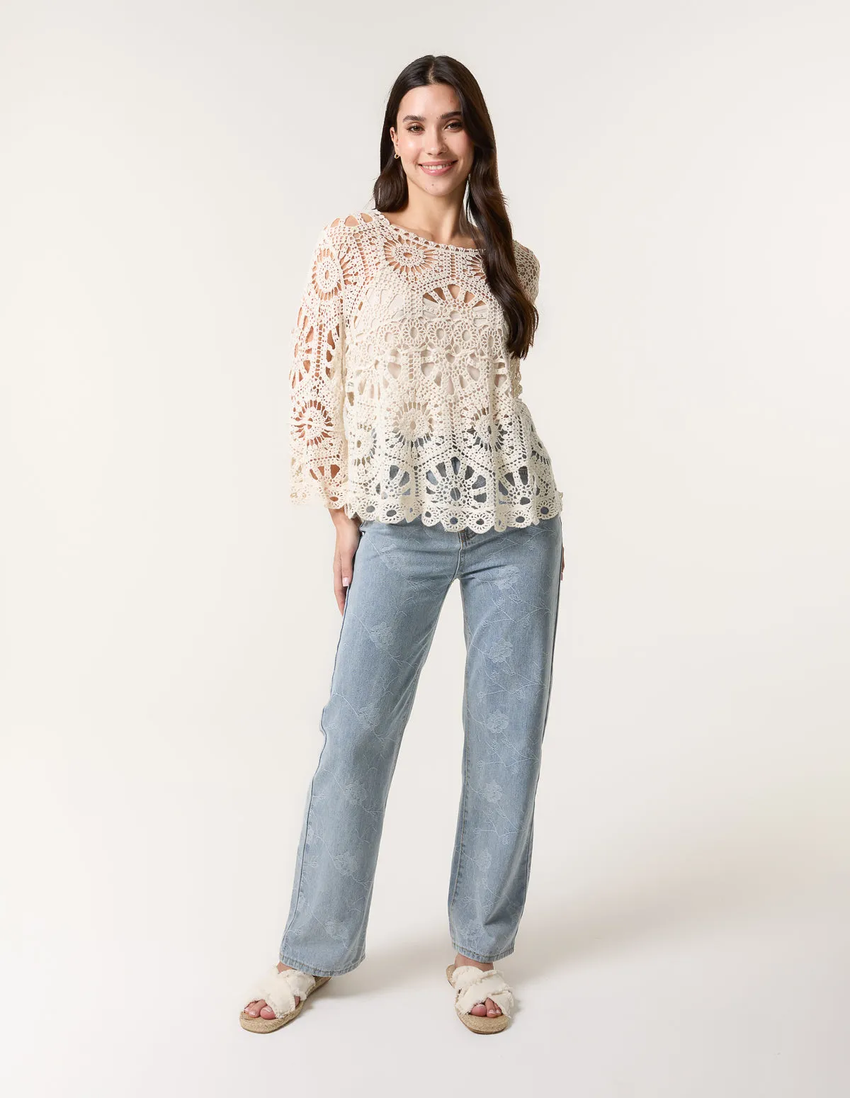 Crochet Top With Flared Sleeves sold by Blue Vanilla product image thumbnail 2