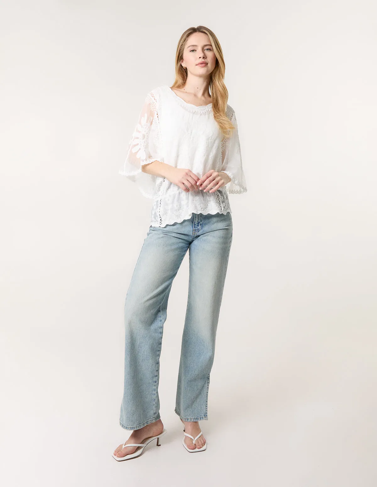 Sun Flower Lace Sleeve Blouse sold by Blue Vanilla product image thumbnail 5