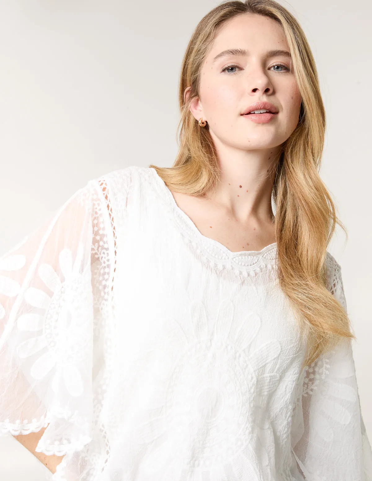 Sun Flower Lace Sleeve Blouse sold by Blue Vanilla product image thumbnail 4