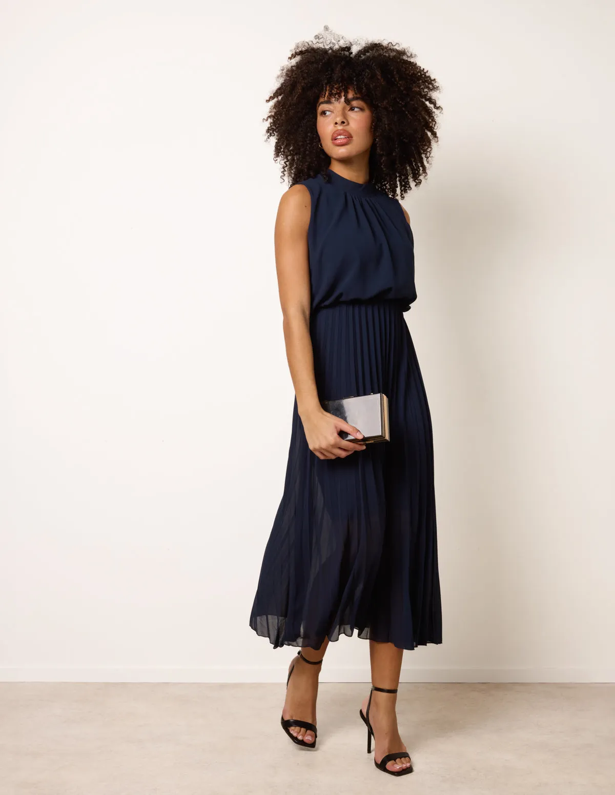 Metallic Sleeveless Pleated Dress sold by Blue Vanilla product image thumbnail 2